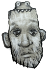 Illustration of a person with a tiny gremlin biting his head